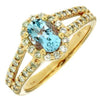 1.30CT DIAMOND & AAA AQUAMARINE 14KT YELLOW GOLD 3D OVAL & ROUND FRIENDSHIP RING