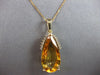 LARGE 10.10CT DIAMOND & AAA YELLOW TOPAZ 14KT YELLOW GOLD 3D TEAR DROP PENDANT