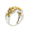 WIDE 2.60CT MULTI COLOR DIAMOND 18KT TWO TONE GOLD MULTI SHAPE ANNIVERSARY RING