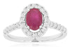 1.37CT DIAMOND & AAA RUBY 14KT WHITE GOLD OVAL & ROUND HALO FRIENDSHIP LOVE RING