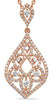 .57CT DIAMOND 14KT ROSE GOLD 3D FLOWER OPEN FILIGREE TEAR DROP FLOATING PENDANT