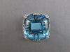 EXTRA LARGE 18.06CT DIAMOND & AAA BLUE TOPAZ 14K WHITE GOLD SQUARE CABOCHON RING