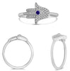 .14CT DIAMOND & AAA SAPPHIRE 14KT WHITE GOLD HAMSA CHAMSA LUCKY EVIL EYE RING