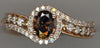 1.17CT WHITE & MOCHA DIAMOND 18K ROSE GOLD OVAL & ROUND INFINITY ENGAGEMENT RING