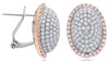 3.0CT DIAMOND 14KT WHITE & ROSE GOLD 3D DOME SHAPE OVAL CLIP ON HANGING EARRINGS