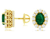 2.4CT DIAMOND & AAA EMERALD 14K YELLOW GOLD OVAL & ROUND SCREWBACK STUD EARRINGS