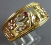 LARGE .02CT AAA RUBY 14K TRI COLOR GOLD FLORAL ELEPHANT OWL HORSESHOE RING 27488