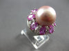 5.28CT DIAMOND & AAA PINK SAPPHIRE & PINK SOUTH SEA PEARL 18K WHITE GOLD 3D RING