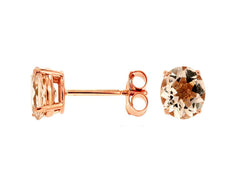 ESTATE 1.50CT AAA MORGANITE 14K ROSE GOLD 3D CLASSIC ROUND 4 PRONG STUD EARRINGS