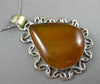 ESTATE LARGE 925 SILVER 3D AMBER FILIGREE PEAR SHAPED FLOATING PENDANT #24652