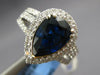 LARGE 3.4CT DIAMOND & AAA SAPPHIRE 14KT WHITE GOLD 3D PEAR SHAPE ENGAGEMENT RING