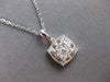 .43CT DIAMOND 14KT WHITE GOLD ROUND & BAGUETTE CLUSTER FILIGREE FLOATING PENDANT