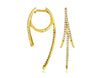.35CT DIAMOND 14K YELLOW GOLD 3D MULTI LEAF DOUBLE SIDED HUGGIE HANGING EARRINGS