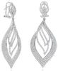 ESTATE LARGE 2.0CT DIAMOND 14K WHITE GOLD 3D MULTI LEAF CLIP ON HANGING EARRINGS