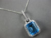 3.76CT DIAMOND & AAA BLUE TOPAZ 14KT WHITE GOLD EMERALD CUT SQUARE HALO PENDANT