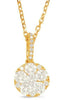 .52CT DIAMOND 14KT YELLLOW GOLD 3D CLASSIC PAVE FLOWER CIRCULAR FLOATING PENDANT
