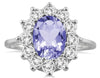 3.0CT DIAMOND & AAA TANZANITE 14KT WHITE GOLD 3D PRINCESS DIANA ENGAGEMENT RING