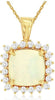 2.15CT DIAMOND & AAA OPAL 14KT YELLOW GOLD CUSHION & ROUND HALO FLOATING PENDANT