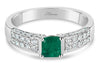 .78CT DIAMOND & AAA EMERALD 18KT WHITE GOLD SQUARE LOW SETTING ENGAGEMENT RING