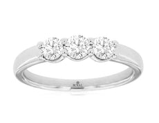 .60CT DIAMOND 14KT WHITE GOLD LOVE CLASSIC 3 STONE PAST PRESENT FUTURE LOVE RING