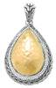 .55CT DIAMOND 18KT YELLOW GOLD & 925 SILVER FILIGREE TEAR DROP FLOATING PENDANT