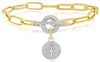 LARGE 2.04CT DIAMOND 14K 2 TONE GOLD 3D OVAL LINK STAR LOVE KNOT TOGGLE BRACELET