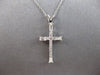.35CT DIAMOND 14KT WHITE GOLD 3D ROUND & BAGUETTE CLASSIC CROSS PENDANT #27675