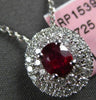.7CT DIAMOND & AAA RUBY 14K WHITE GOLD OVAL & ROUND DOUBLE HALO FLOATING PENDANT