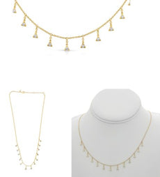 .55CT DIAMOND 14KT YELLOW GOLD ROUND BY THE YARD CHANDELIER TRIANGULAR NECKLACE