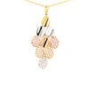 LARGE 1.07CT DIAMOND 18KT TRI COLOR GOLD 3D MULTI TEAR DROP FUN FLOATING PENDANT