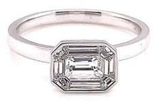 .39CT DIAMOND 18KT WHITE GOLD 3D BAGUETTE EMERALD CUT INVISIBLE BEZEL LOVE RING