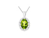 1.14CT DIAMOND & AAA PERIDOT 14K WHITE GOLD OVAL & ROUND FLORAL FLOATING PENDANT