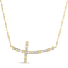 ESTATE .33CT DIAMOND 14KT YELLOW GOLD 3D CLASSIC ROUND SIDEWAYS CROSS NECKLACE