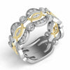 WIDE .68CT DIAMOND 14K 2 TONE GOLD OPEN FILIGREE SEMI INFINITY 3/4 ETERNITY RING