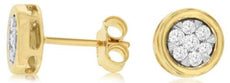 ESTATE .33CT DIAMOND 14KT YELLOW GOLD ROUND INVISIBLE BEZEL FLOWER STUD EARRINGS