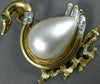 ANTIQUE .21CT DIAMOND EMERALD & MABE PEARL 14KT 2 TONE GOLD DUCK PENDANT BROOCH
