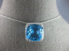 LARGE 10.65CT DIAMOND & AAA BLUE TOPAZ 14K WHITE GOLD 3D CUSHION & ROUND PENDANT