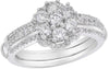ESTATE 1.0CT DIAMOND 14KT WHITE GOLD 3D CLASSIC FLOWER INSERT ENGAGEMENT RING