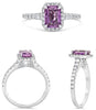 2.07CT DIAMOND & AAA PINK SAPPHIRE 18KT WHITE GOLD EMERALD CUT & ROUND HALO RING