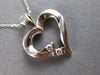 .20CT DIAMOND 14KT WHITE GOLD 3D 2 STONE OPEN HEART LOVE FLOATING PENDANT #27570