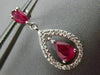 ESTATE 1.50CT DIAMOND & AAA RUBY 14KT WHITE GOLD TEAR DROP PEAR HANGING EARRINGS