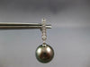 ESTATE .15CT DIAMOND & AAA TAHITIAN PEARL 14K WHITE GOLD 3D BAR HANGING EARRINGS