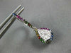 .79CT DIAMOND & AAA RAINBOW SAPPHIRE 14KT WHITE GOLD TEAR DROP HANGING EARRINGS