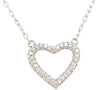 ESTATE .36CT DIAMOND 18KT WHITE GOLD CLASSIC ROUND PAVE OPEN HEART LOVE NECKLACE