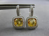 3.22CT DIAMOND & AAA CITRINE 14KT WHITE GOLD CUSHION & ROUND LEVERBACK EARRINGS