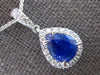 2.40CT DIAMOND & AAA SAPPHIRE 18KT WHITE GOLD PEAR SHAPE HALO FLOATING PENDANT