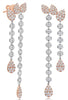 1.96CT DIAMOND 14KT WHITE & ROSE GOLD ROUND MULTI LEAF DOUBLE TEAR DROP EARRINGS