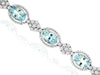 8.43CT DIAMOND & AAA AQUAMARINE 14KT WHITE GOLD 3D OVAL & ROUND TENNIS BRACELET