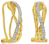 .19CT DIAMOND 14K YELLOW GOLD CRISS CROSS INFINITY LOVE CLIP ON HANGING EARRINGS