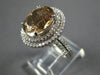 ESTATE LARGE 7.62CT DIAMOND & AAA CHAMPAGNE TOPAZ 14K WHITE GOLD ENGAGEMENT RING